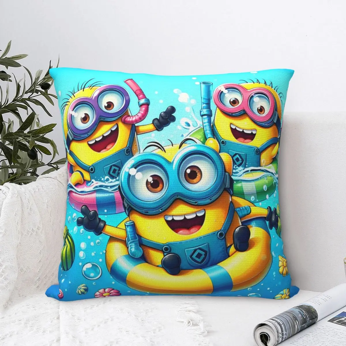 Funny Cartoon Comedy Minions Square Pillow Covers Polyester Sofa Cushion Case Cool Home Decoration Pillowcase 45*45