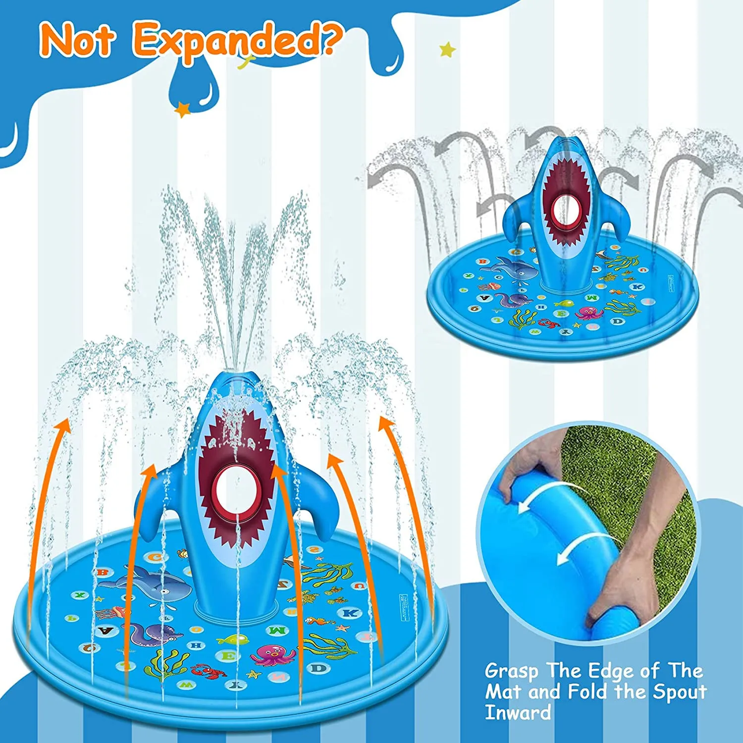 NEW 170/190cm Dolphin Sprinkler Mat PVC Inflatable Water Spray Pad Courtyard Water Play Pad Outdoor Play Mat Lawn Play Mat