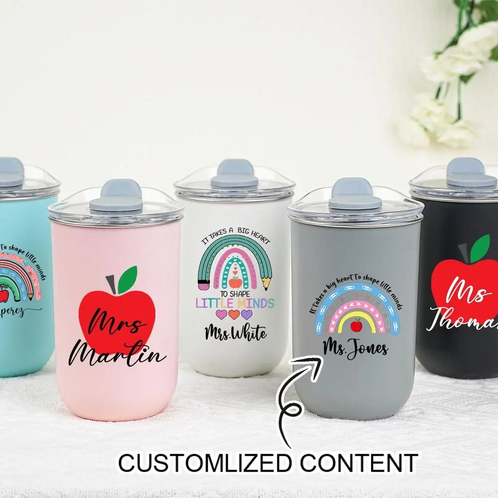 Custom Name Teacher Mini Insulated Tumbler, Double Wall Vacuum Stainless Steel Cup with Splash Lid, Preschool Teacher.