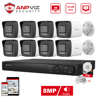 Anpviz 8CH 4K NVR 8MP POE IP Customized Camera Plug&Play System CCTV Outdoor Security Surveillance Kit Remote View H.265 IR 30m