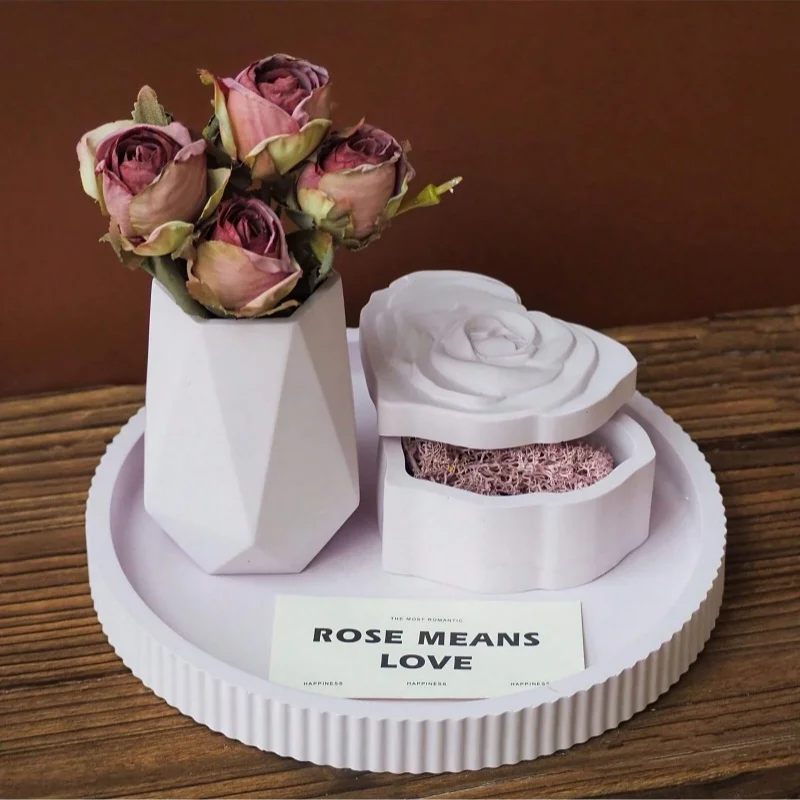 석고 화병, 왁스 양초, 레진 공예 제작용 하트 모양 실리콘 몰드, 5피스 수납 상자 세트, DIY 로맨틱 홈 데코 선물