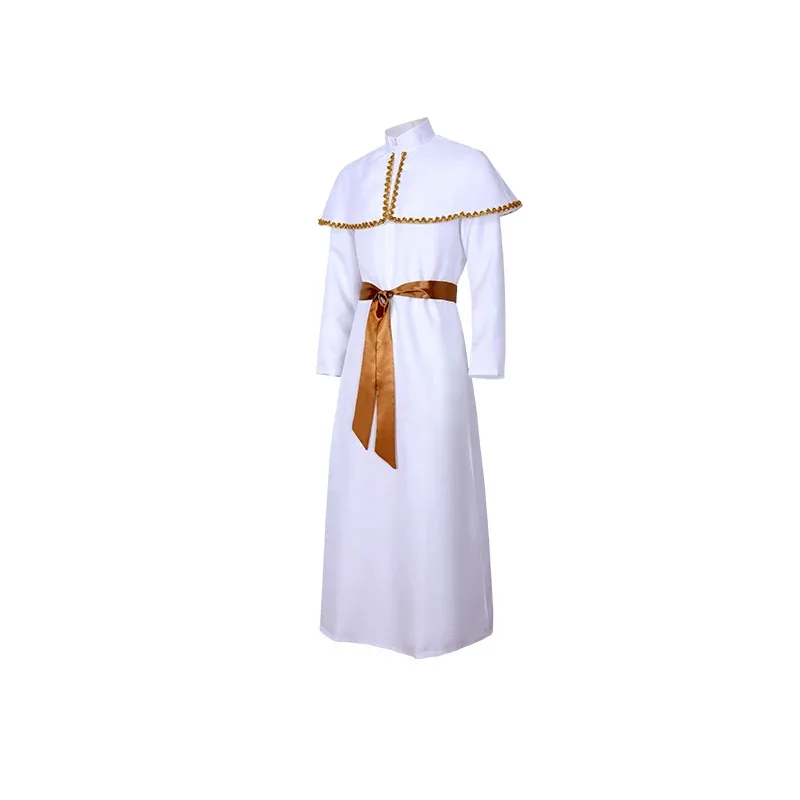 Anime Carnival Easter Purm Long Sleeve Capelet Long Robe White Black Roman Pope Cosplay Costume Medieval Religion Outfits