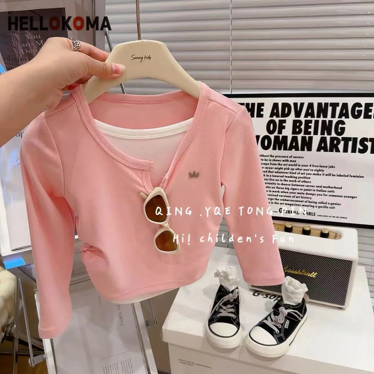 Girls Autumn T-shirt 2024 New Style Fashionable Casual Outer Wear Bottoming Shirt Outer Wear Simple Loungewear Outfit