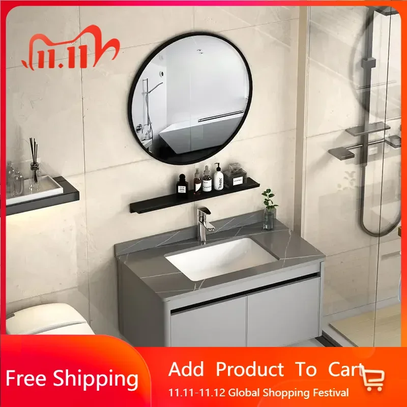 

Luxury Bathroom Cabinet Ceramic Integrated Basin Air Rounded Corner Bathroom vanity Sink Modern Archivadores Trendy Furniture