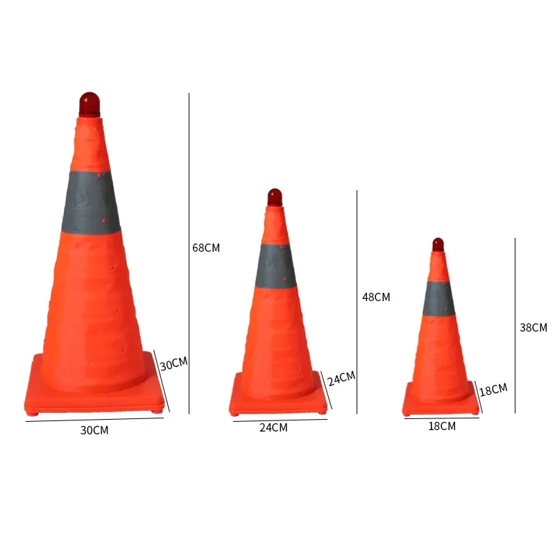 DurableFolding Reflective Cone Highlight Barricade Plastic Road Cone Traffic Facilities Anti-riot And Durable