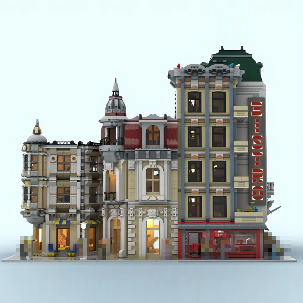 MOC Building City Hot Sale Street View Office Building Blocks Tower Corner Creative Pub Model DIY Model Toy Boy Christmas Gift