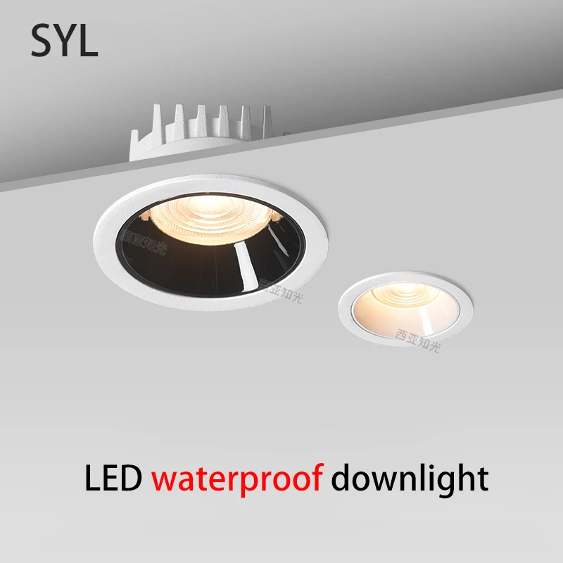 Led Waterproof Downlight Bathroom Kitchen Spot Light Recessed Round Thin Spotlights Aluminum White Black Lamp 110V 220V Lights