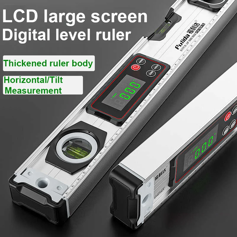Nivel de burbuja Digital y transportador de 20-50cm, nivel de burbuja magnético, cuerpo de aleación de aluminio, nivel inteligente con bolsa de transporte