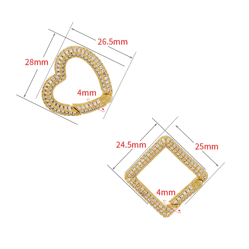 ZHUKOU cubic zirconia Hooks lightning clasp hooks geometric connectors for handmade jewelry making supplies wholesale VK147