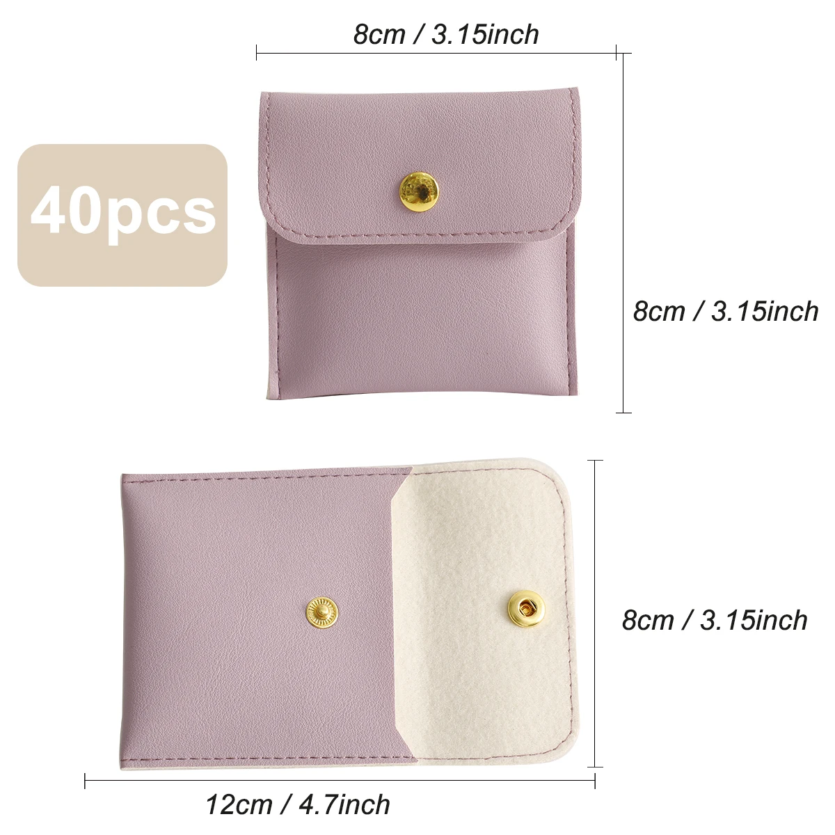 PUPPYSEW PU Leather Jewelry Packaging Bag Necklace Ring Bracelet Earring Storage Bag Snap Bag Mini High-end Gift Bag 40pcs