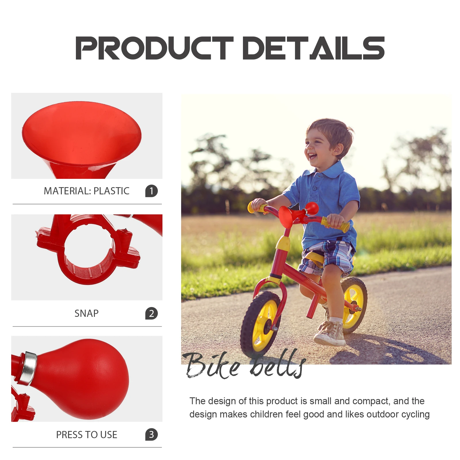 

Colorful Mini Horn Kids Bike Bell Scooter Accessories Fixed Bell For Bicycle Adorable Durable Loud Ring Safety Cycling Gift