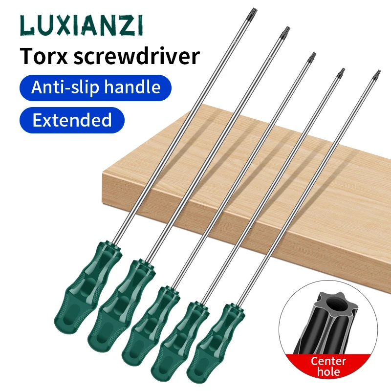 LUXIANZI 1pc Extra Long Torx Screwdriver With Hole Magnetic Head T15 T20 T25 T30 For Home Car Repair Household Tools Screw Drive