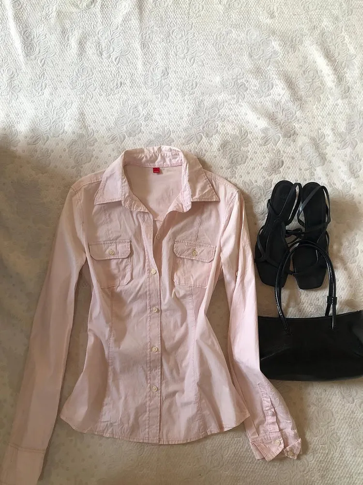 

Винтажная длинная све irt персикового цвета для девочек, женская хлопковая рабочая одежда ранней осени, закрывающая талию, розовая классическая фланелевая одежда irt