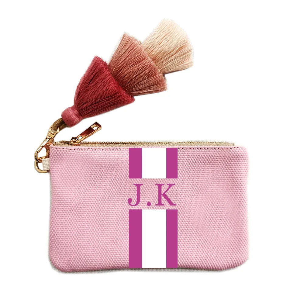 Customizable Letter Wallets For Women Personality Vertical stripe Printing Cotton Clutch Purse Ladies Beach Bag Party