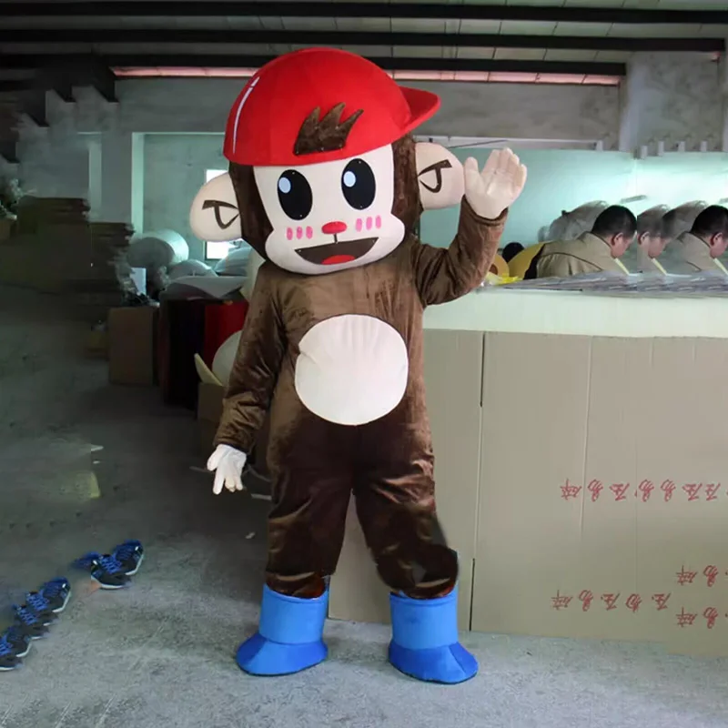 Disfraz de Mascota de mono marrón lindo, cara sonriente cómica, disfraces de Cosplay, fiesta, celebración, actuación