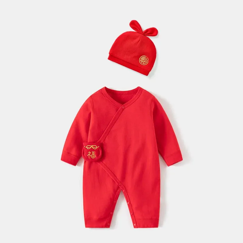 

Комплекты из 2 предметов, весенне-осенняя одежда для мальчиков и девочек, милые хлопковые комбинезоны с длинными рукавами на Китайский Новый год, товары для новорожденных B374