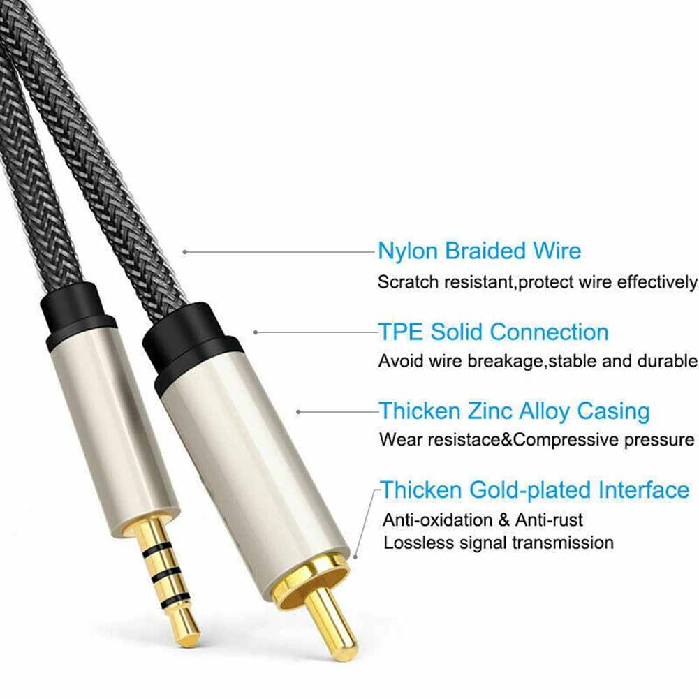 3.5mm Male To RCA Audio Cable Adapter Digital Coaxial Audio Video Cable Stereo SPDIF Home Video HDTV Accessories