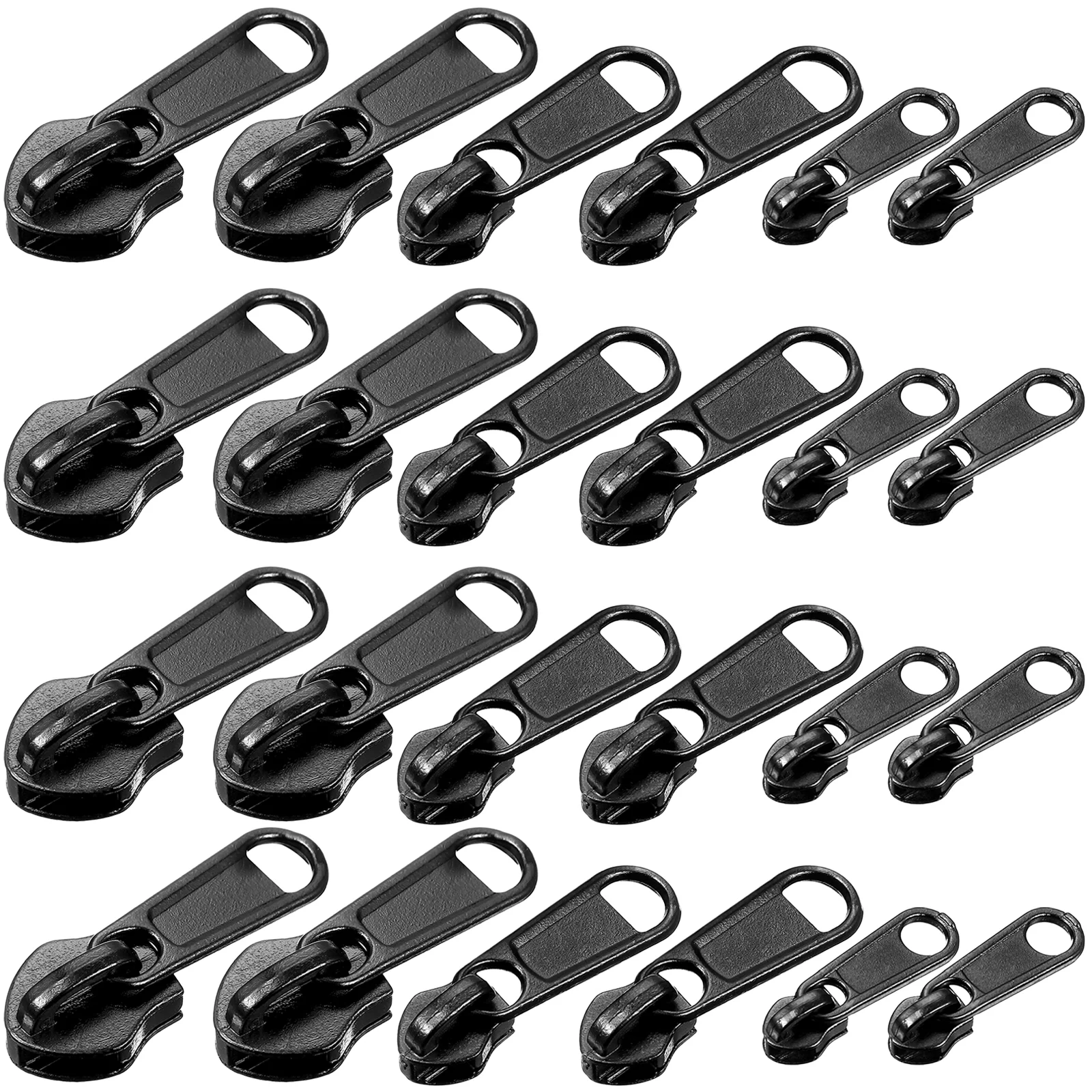 18 Pcs Zips for Jackets Zipper Pull Repair Kit Metal Zippers Slider Replacement Suite Puller Black Sliders