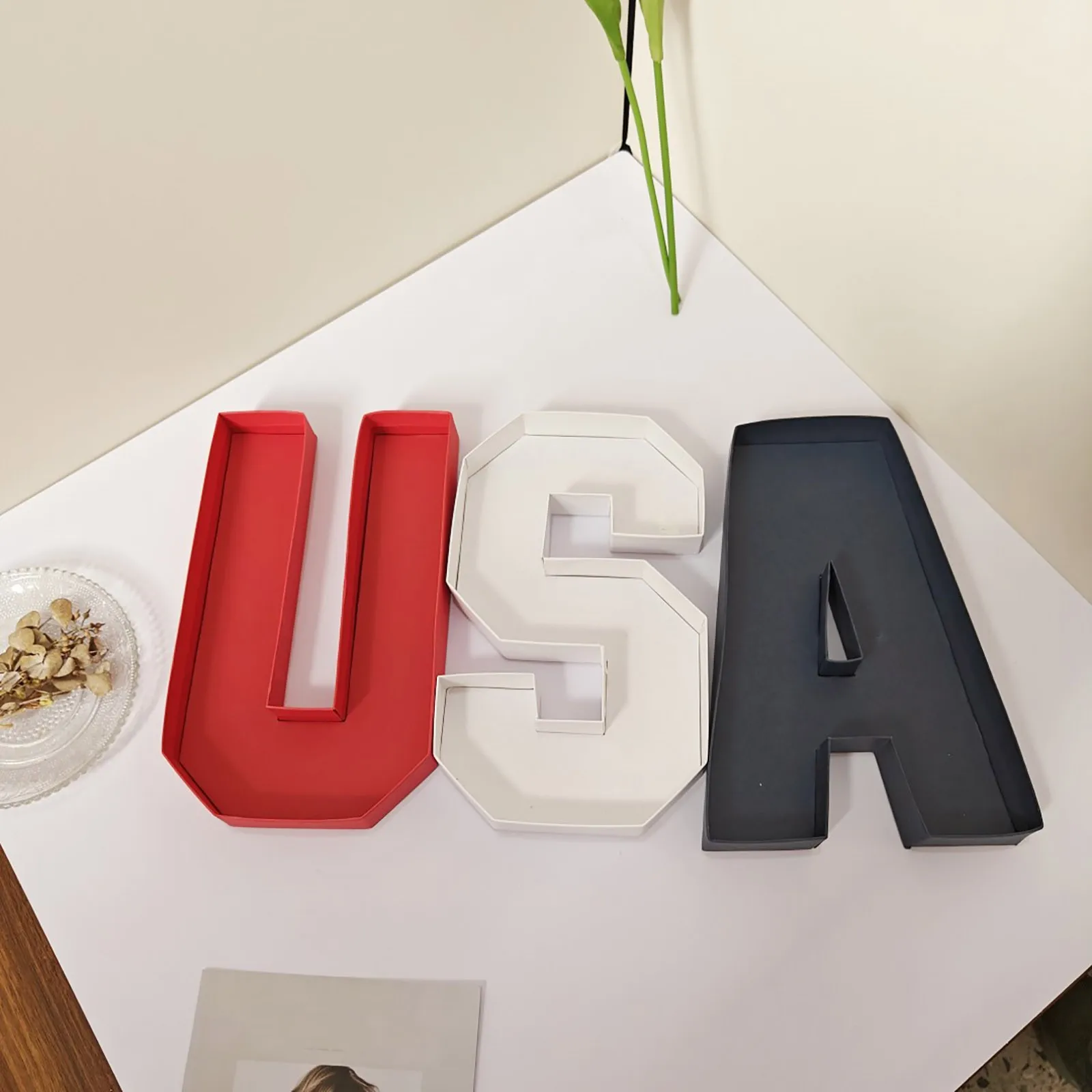 Number Candy Box Letter Snack Box Creative Fruit Platter Dim Sum Plate Paper Box For Birthday Anniversary Party Candy Container