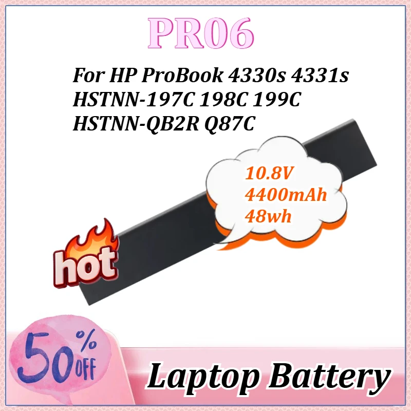 

10.8V 4400mAh 48Wh PR06 Laptop Battery for HP ProBook 4435s 4436s 4440s 4441s 4446s 4530s 4330s 4331s 4430s 4431s HSTNN-197C-3/4