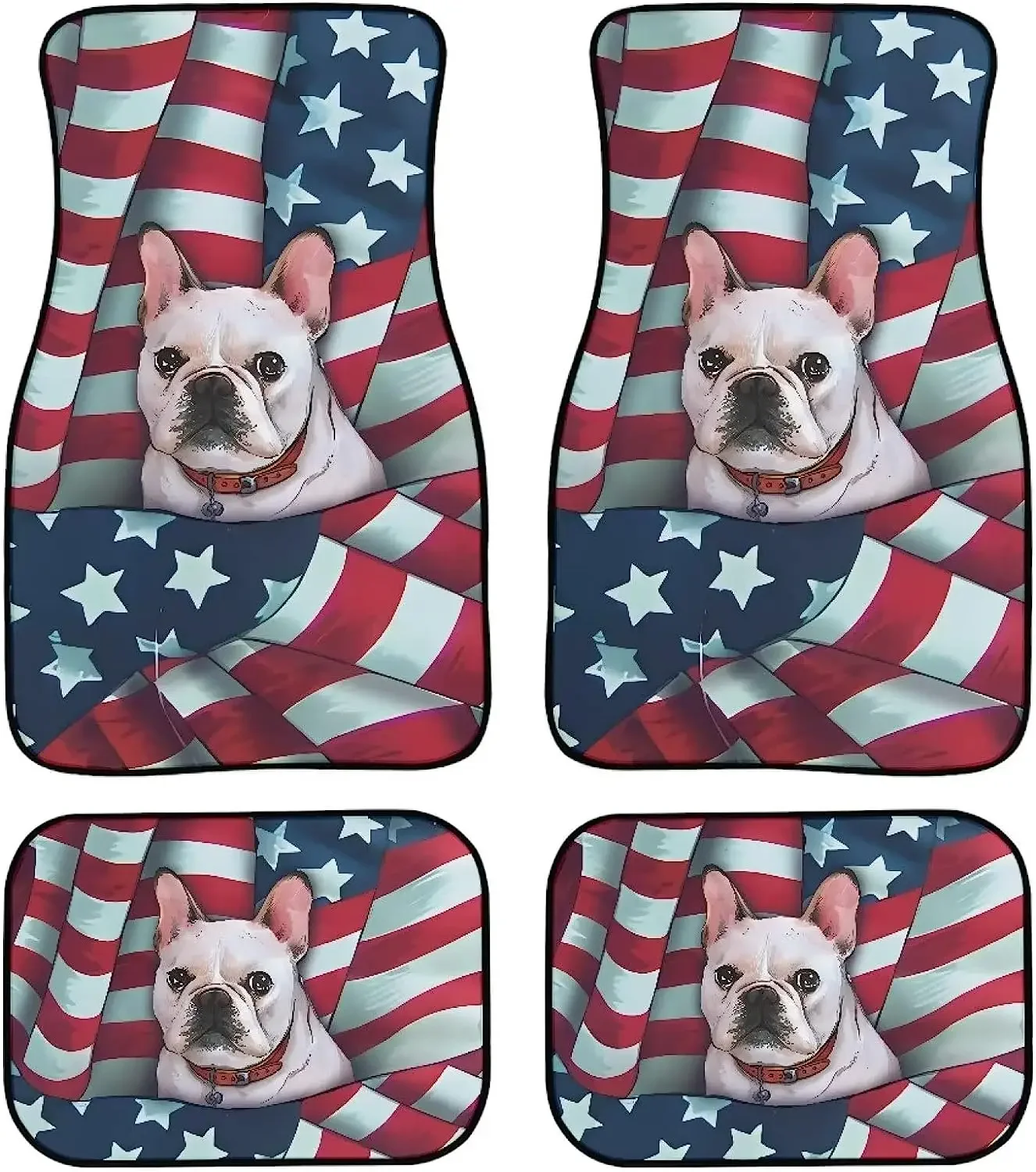 Dog French Bulldog Print All Weather Floor Mats Front and Rear Vintage Auto Carpet Nice Car Mats Cute Car Floor Carpet Covers