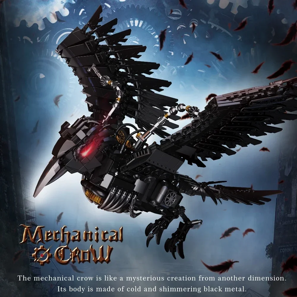 

1018PCS Creative Technical Mechanical Crow Animal World Building Blocks Bricks Birds Model Kit Assembly Toy for Birthday Gifts