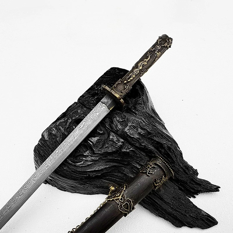 Espada antigua china de 26 CM, cuchillo, armas, modelo coleccionable, adornos de escritorio, regalos creativos de cumpleaños para novio, juguete seguro para niño