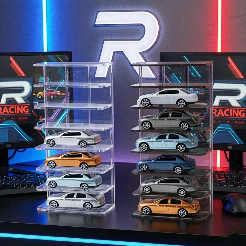 1Pc 7-Compartment Sports Toy Car Models Storage Rack Display Show Box Transparent Acrylic For Storage Mini Cars Model Race