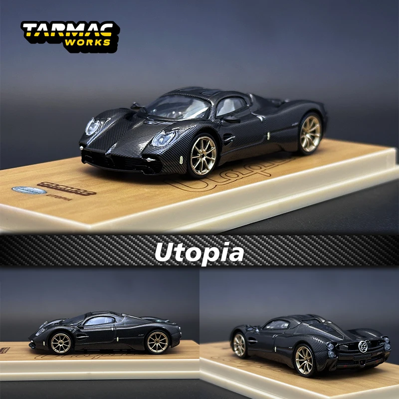 TW In Stock 1:64 Utopia Carbon Fiber Edition Diecast Diorama Car Model Collection Miniature Tarmac Works