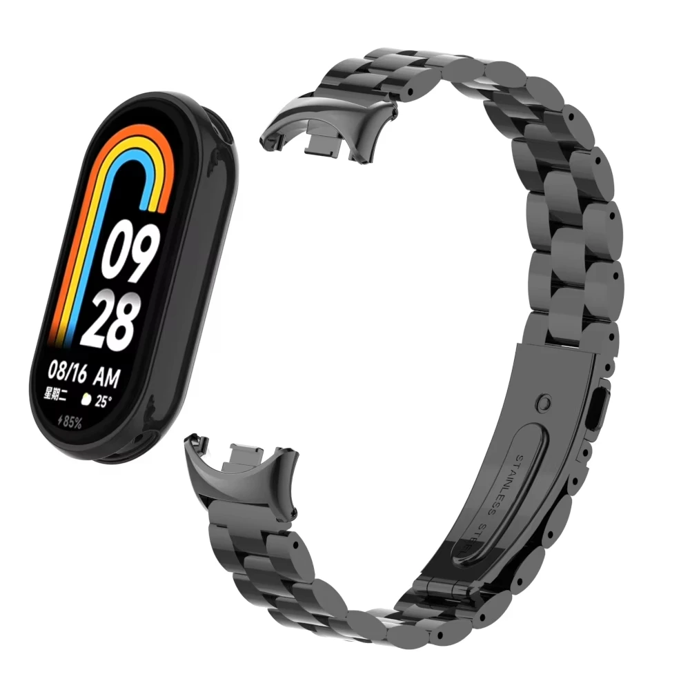 2 pçs 2 em 1 pulseira de aço inoxidável + banda milanesa para xiaomi mi banda 9 8 pulseira de metal para xiaomi miband9 miband8 cinto magnético