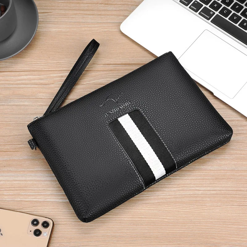 Fashion Stripe Style Soft PU Leather Men Clutch Bag Luxury Male Money Handbag High Quality Business Men Cardholder Case