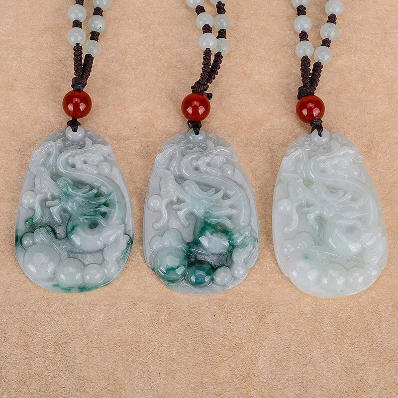 Hot Selling Natural Hand-carve Jade Dragon Brand  Necklace Pendant Fashion Jewelry Accessories Men Women Luck Gifts