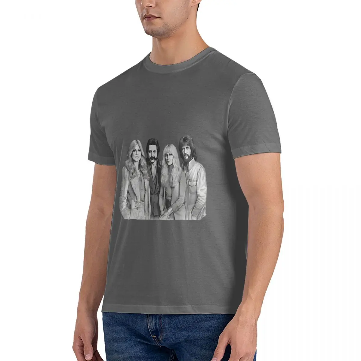 Fleetwood Mac Print Classic T-Shirts Men fleetwood mac band Amazing Pure Cotton Tee Shirt Crew Neck T Shirts official-website