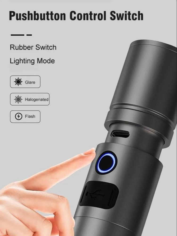 New strong light rechargeable treasure flashlight long-distance shooting portable multifunctional household outdoor LED light