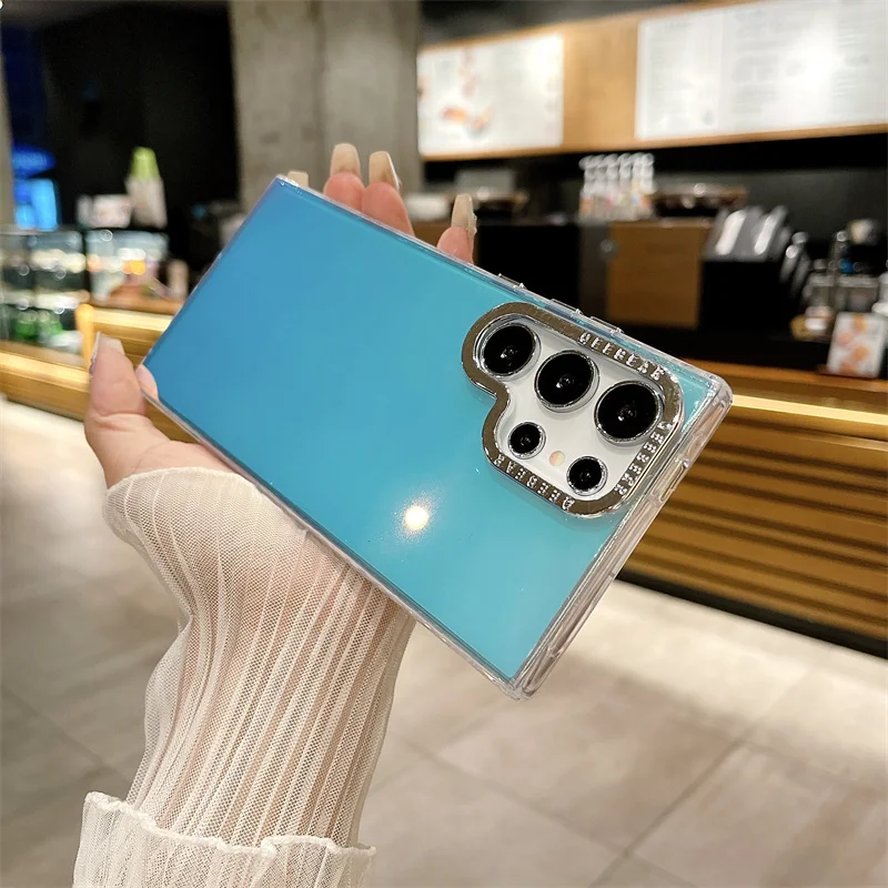 تألق الليزر IMD لامعة قضية الهاتف لسامسونج S23 + S24 زائد S25Ultra S22U غطاء كامل نحيل شل حماية الجسم #3