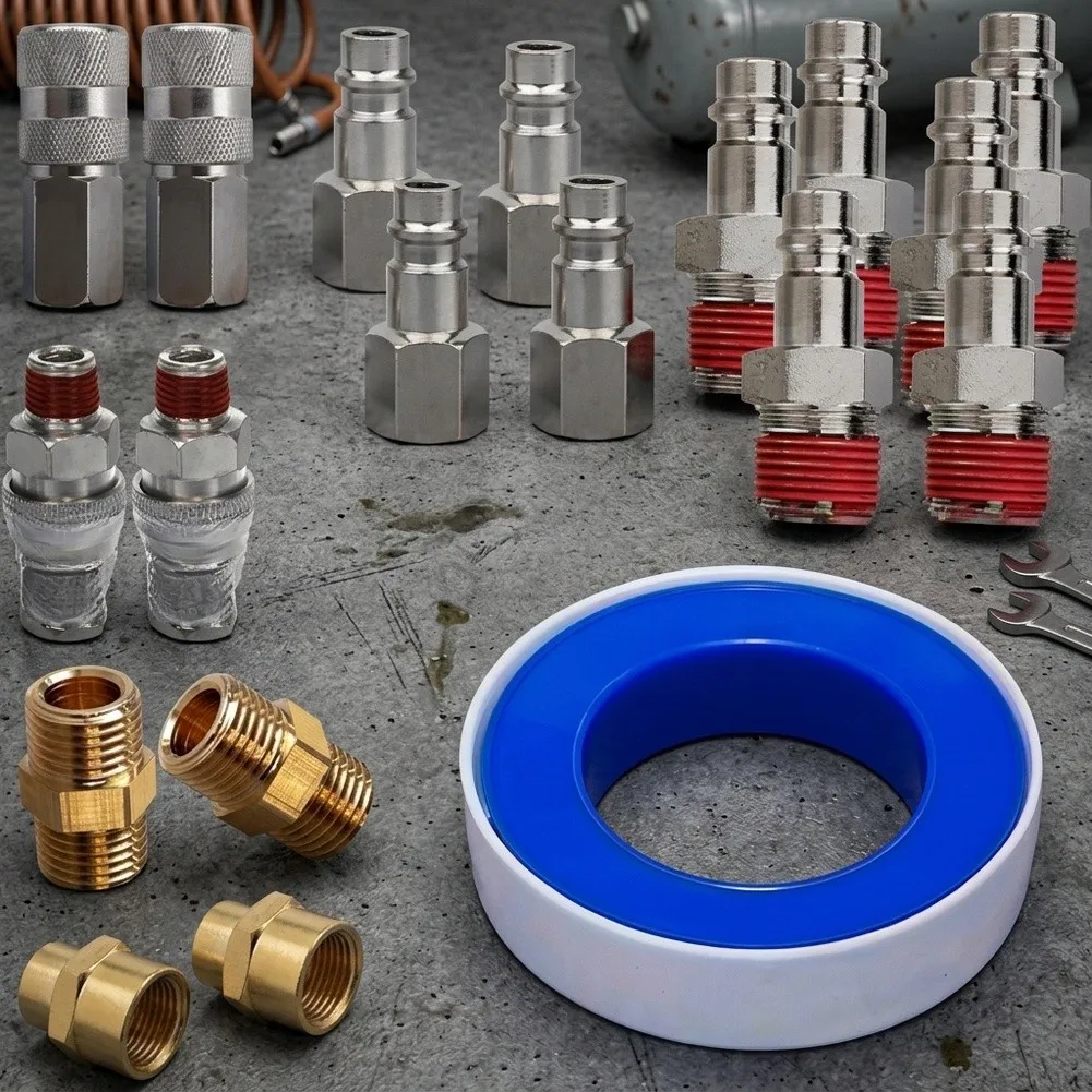 For High-pressure Tasks 1 4in Air Coupler Kit Compressor Connectors Tool-free Connection Robust Iron Construction