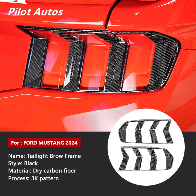 

2024 2025 For Mustang Taillight Brow Frame Genuine Carbon Fiber 3D Decoration Sticker Exterior