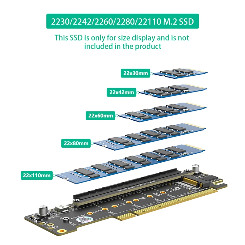 PCI Express X16 to Dual M2 NVME M Key + PCIE X16(X8 Signal) Slot Riser Card Board Motherboard Support PCI-E Bifurcation Function