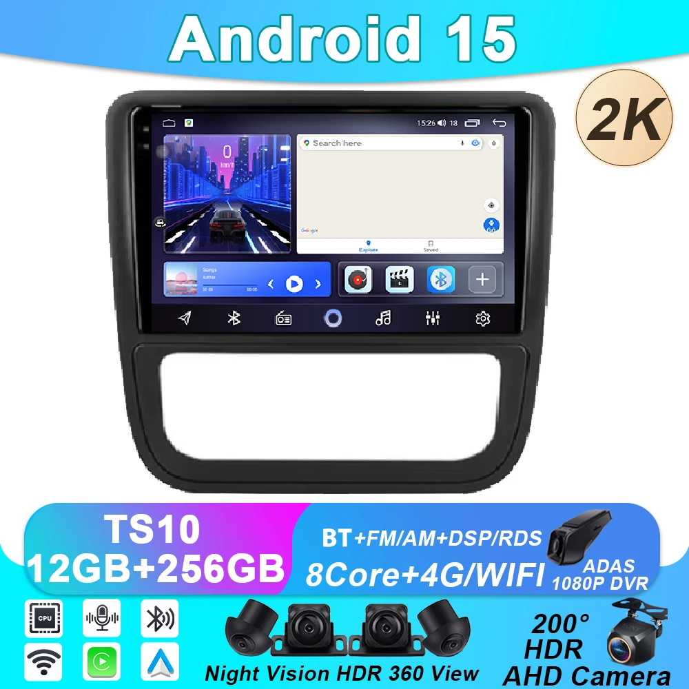 

BT For VW Volkswagen Scirocco 2008 - 2013 Car Radio Multimedia 4G WIFI Carplay GPS Navigation Android 15 Player 2 Din Stereo DSP