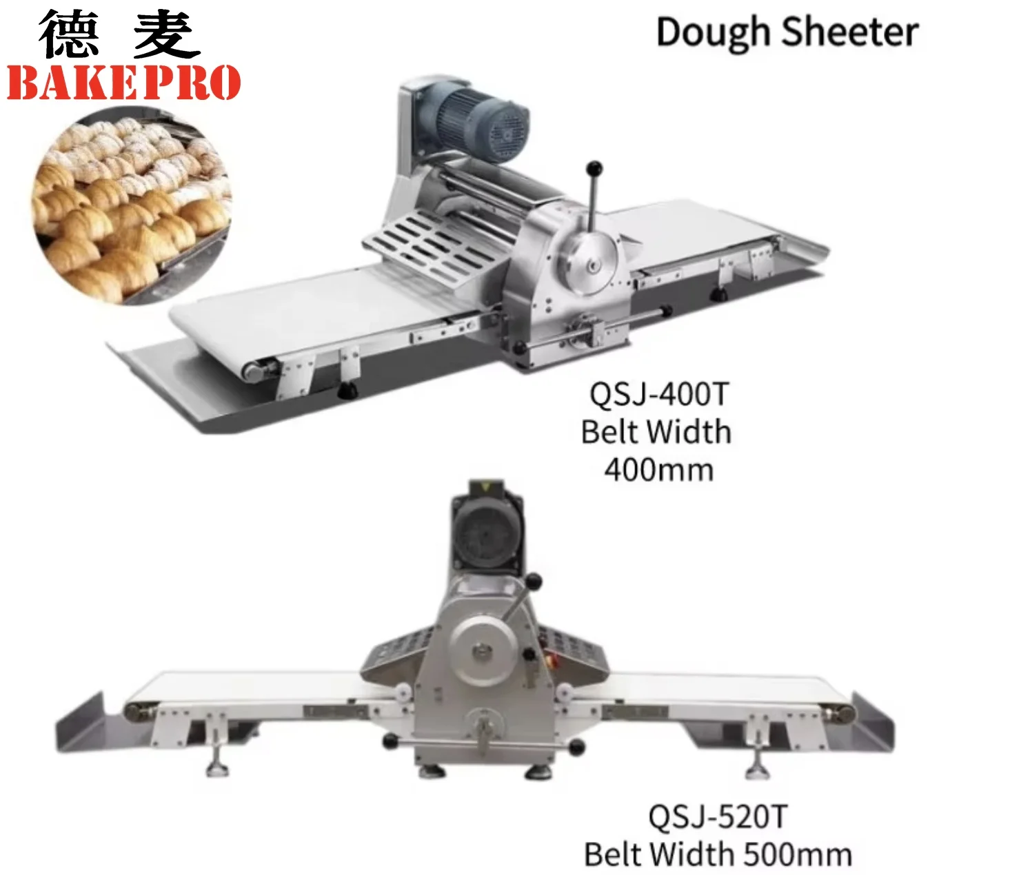 BAKEPRO QSJ-400T Cookie Croissant Automatic Commercial Automatic Bread Dough Sheeter Machine Pita Dough Sheeter Machine