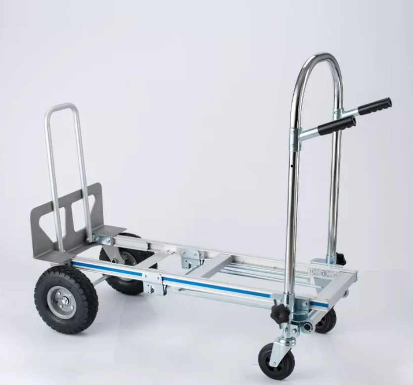 Aluminum Alloy Folding Platform Hand Truck 4 Wheel Trolley Heavy Load Cart for Warehouse Logistics Transport