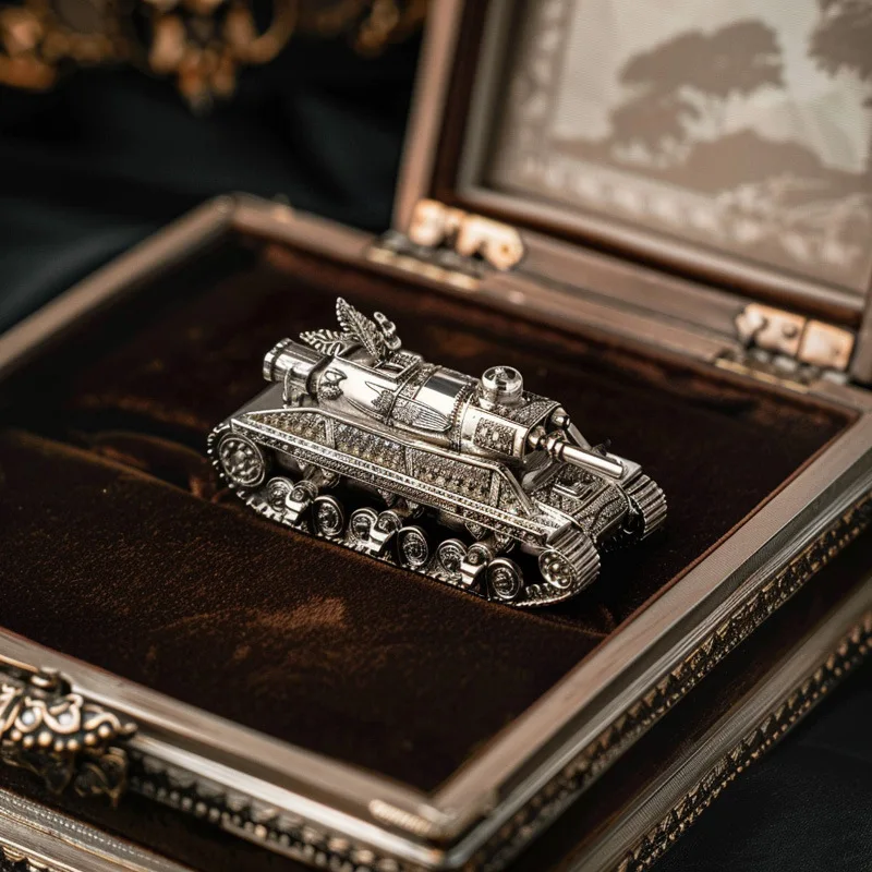 Vintage art collector, vintage mini tank brooch