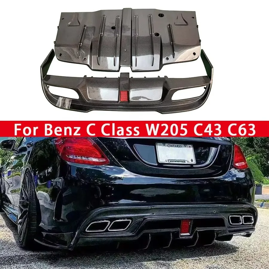 

For Mercedes Benz C Class W205 C43 C63 Carbon Fiber Back lip Diffuser Car Rear Bumper Diffuser Rear Splitters Spoiler body kit