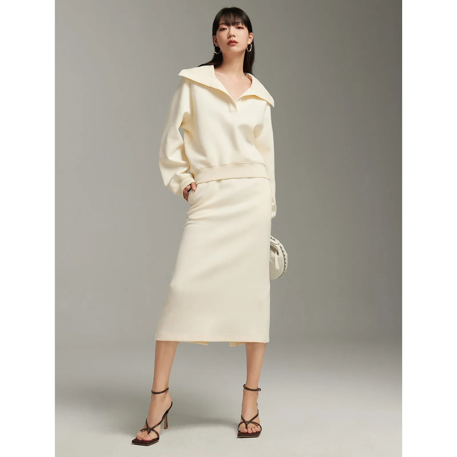 

UZZO женский свитшот Dr Set с высокой талией, прямые брюки, костюм из двух предметов, весна-осень, длинный све, хлопок