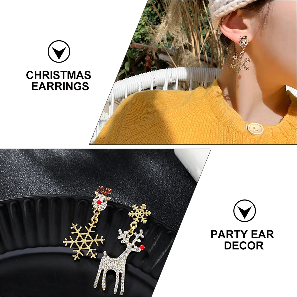 

Christmas Earrings Party Women Decor Asymmetric Creative Ornament Drops Alloy Rhinestone