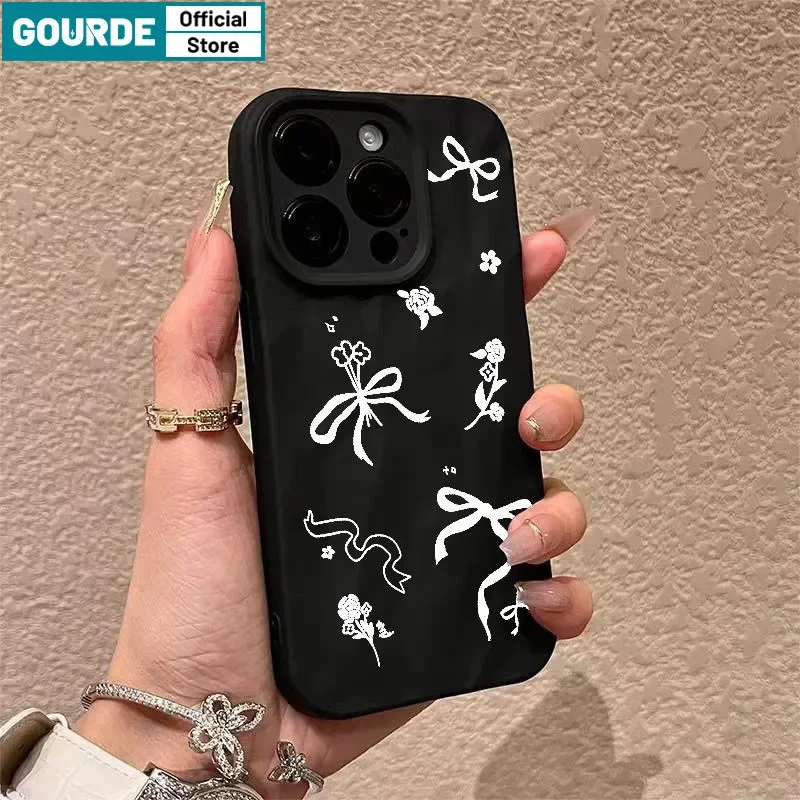 Gourde Aesthetic Casing Flower Bow Pattern Phone Case for Iphone 15 14 12 13 11 Pro Max IP 7 8 Plus Iphon X XS XR Xs Max