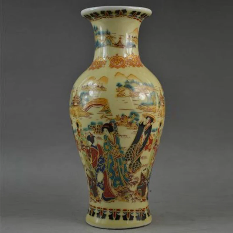 Exquisite Chinese Famille Rose Porcelain Vase Painted With Beautiful Women with Qianlong Mark