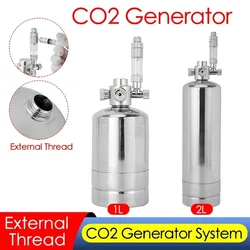 1L/2L Aquarium CO2 Generator System Kit External Thread Steel Cylinder Carbon Dioxide Reactor Kit for Fish Tank Aquatic Plant