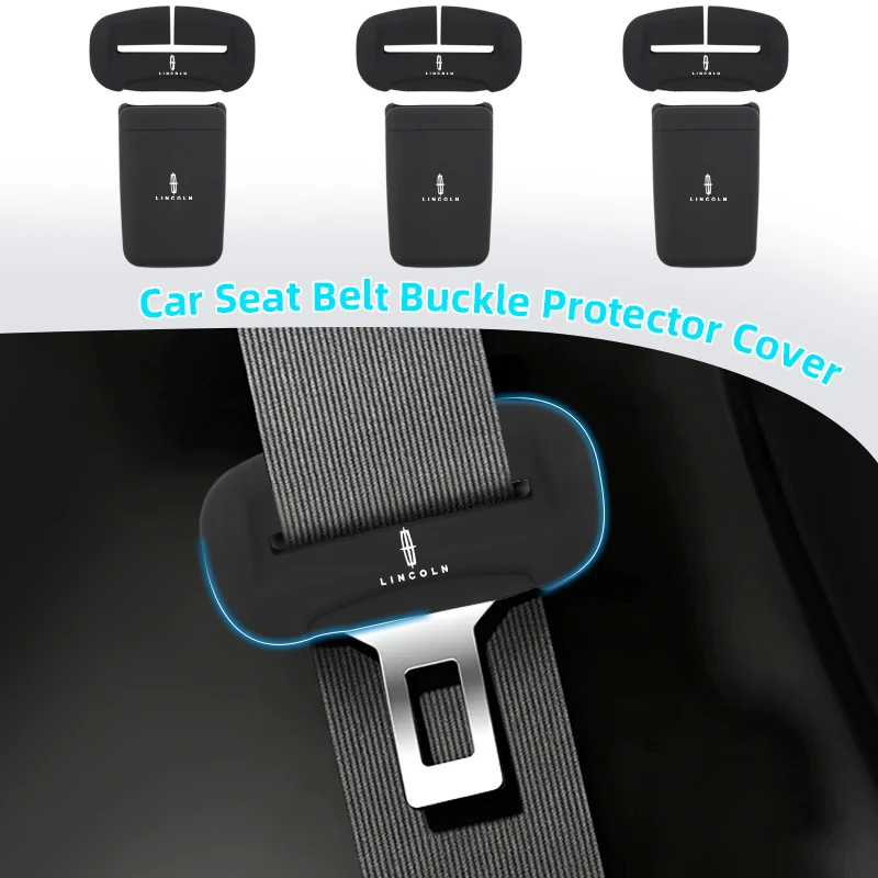 Car Seat Belt Buckle Cover Silicone Belt Protector Case Clip Accessories For Lincoln Nautilus Aviator Navigator MKZ MKX Continen