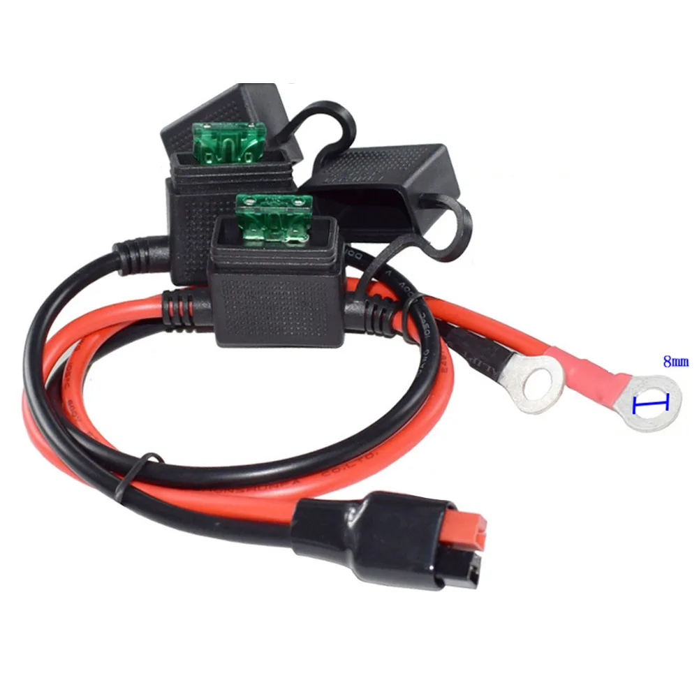 O-Terminal to Connector Cable Rated 30A with Integrated Fuse for Vehicle Wiring Applications 5.31mm2 Tinned Copper
